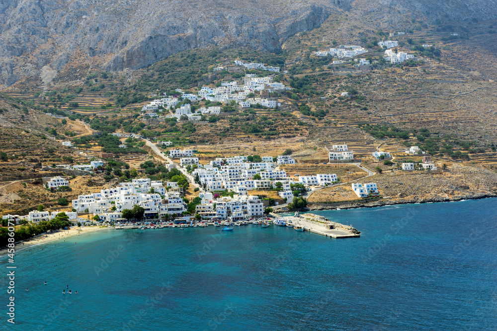 Panorama view of Aegiali and Lagada village in  Amorgos island  Greece