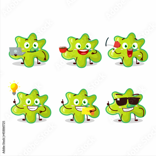 Nyctacovirus cartoon character with various types of business emoticons