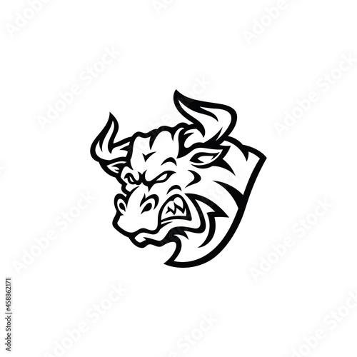 Fototapeta Naklejka Na Ścianę i Meble -  Angry Bull Head Mascot illustration Silhouette Logo Design