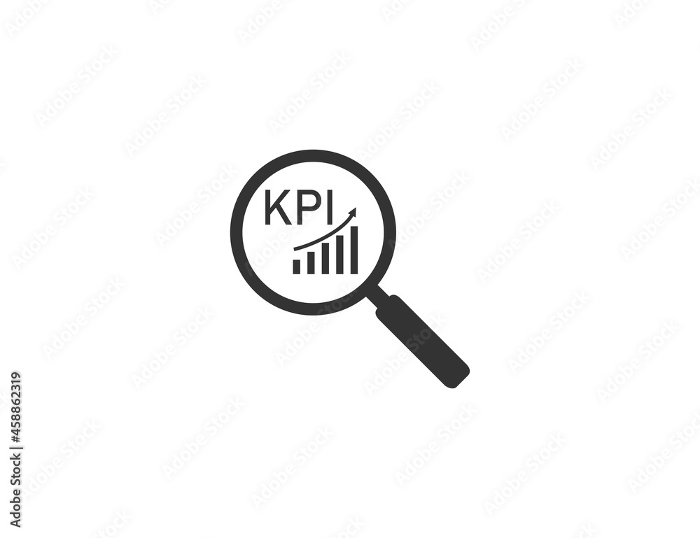 Analysis, magnifying glass, kpi icon. Vector illustration. Flat design. Analysis, magnifying glass, kpi icon. Vector illustration. Flat design.