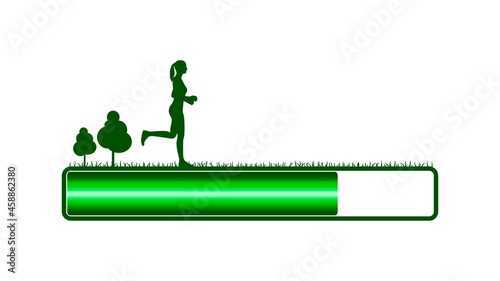 Progress or loading bar with running woman silhouette