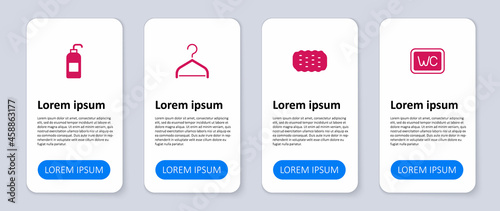 Set Toilet, Sponge, Hanger wardrobe and Antibacterial soap. Business infographic template. Vector