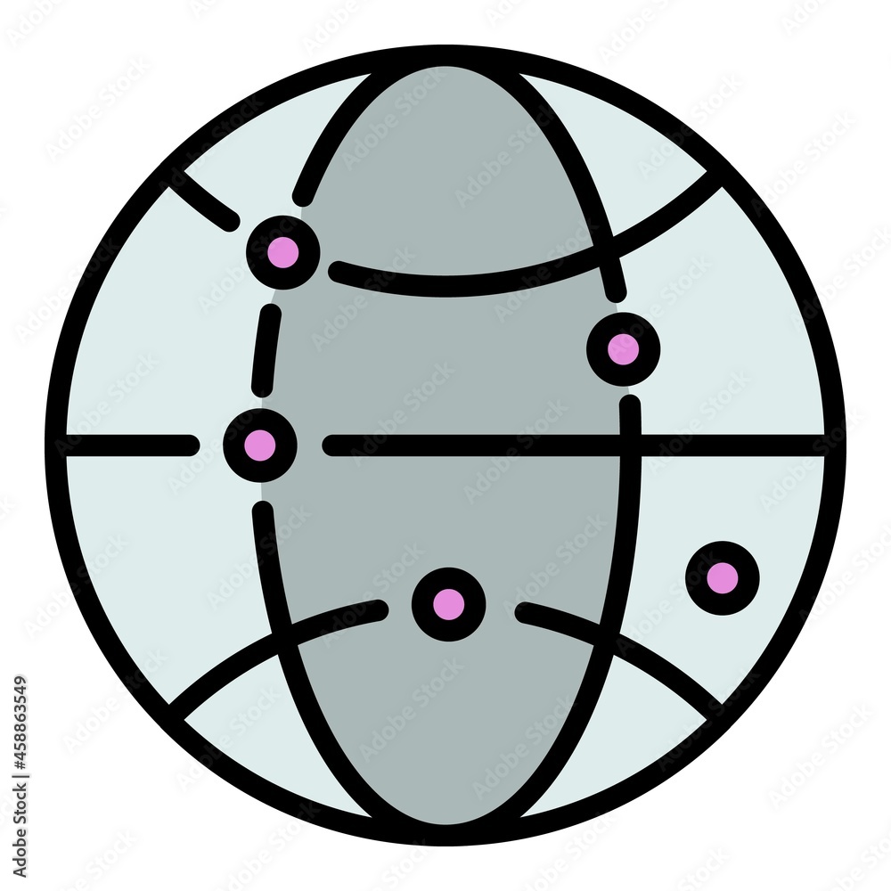 Globe with dots icon. Outline globe with dots vector icon color flat isolated Globe with dots icon. Outline globe with dots vector icon color flat isolated