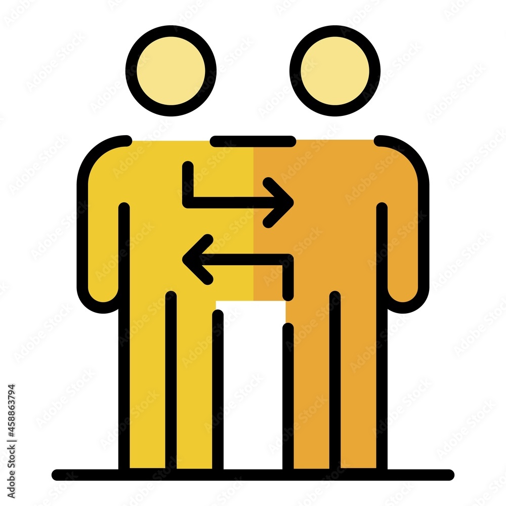 Interaction between partners icon. Outline interaction between partners vector icon color flat isolated