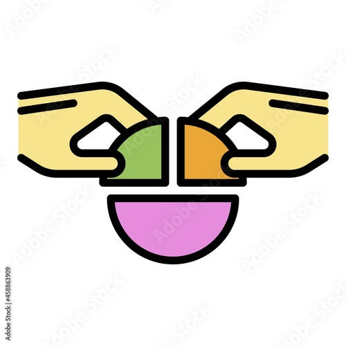 Budget sharing icon. Outline budget sharing vector icon color flat isolated