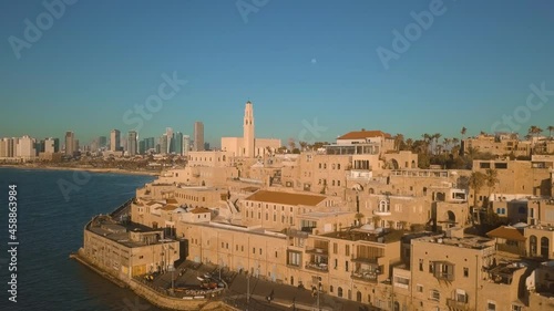 Jaffa Aerial view on a sunset. Tel Aviv, Israel