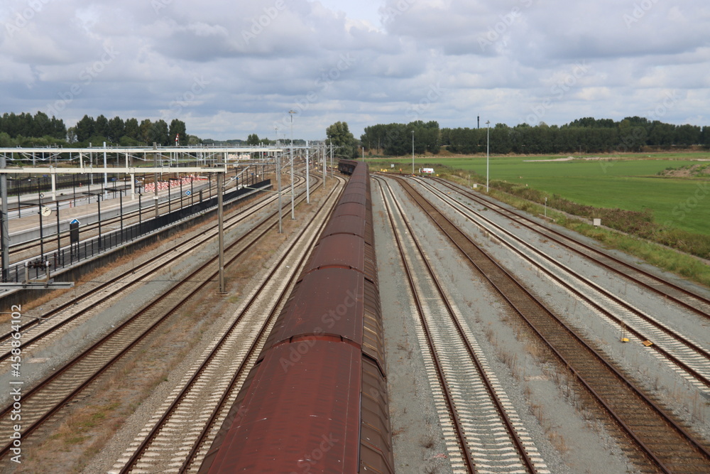 Railroad tracks for high speed and regular trains at Lage Zwaluwe Station