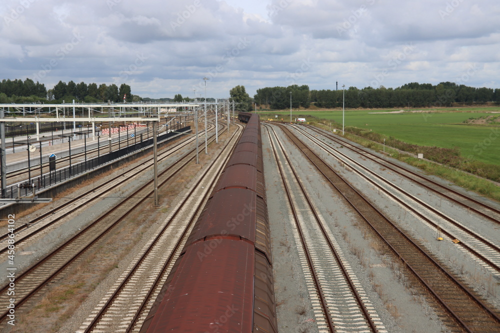 Railroad tracks for high speed and regular trains at Lage Zwaluwe Station Railroad tracks for high speed and regular trains at Lage Zwaluwe Station