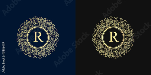 Set of Elegant Capital Letters Vintage Logo Filigree Monograms. Beautiful Collection. English Alphabet. Simple Drawn Emblems. Graceful wreath. Design of Calligraphic Insignia. Vector Illustration