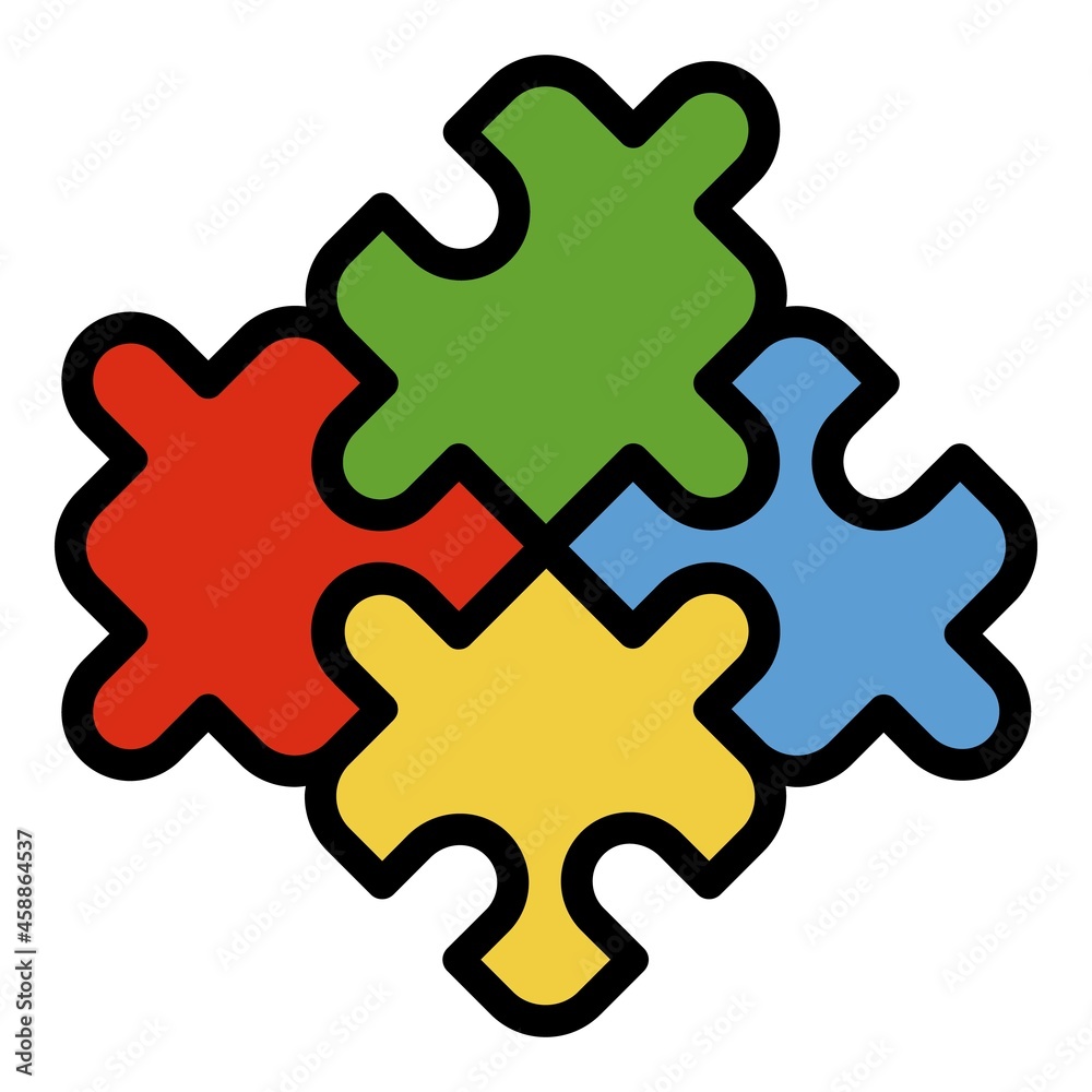 Puzzle connection icon. Outline puzzle connection vector icon color flat isolated Puzzle connection icon. Outline puzzle connection vector icon color flat isolated