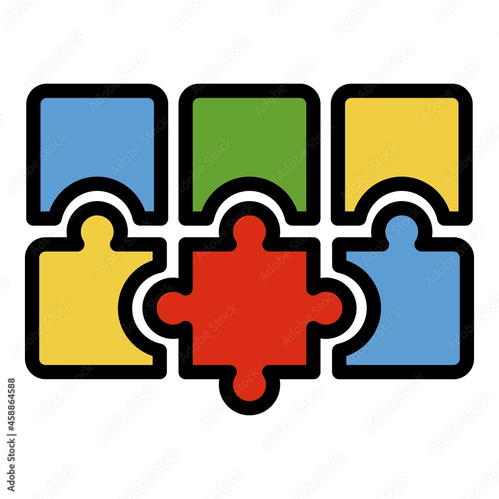 Puzzle combination icon. Outline puzzle combination vector icon color flat isolated Puzzle combination icon. Outline puzzle combination vector icon color flat isolated