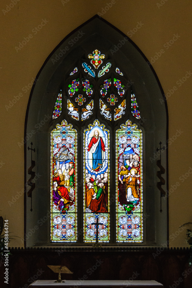 Stained glass window of St Luke's Anglican Church - Richmond, Tasmania, Australia