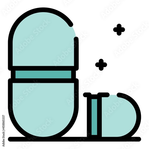 Oval pills icon. Outline oval pills vector icon color flat isolated