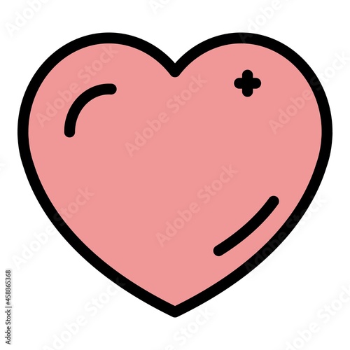 Heart symbol icon. Outline heart symbol vector icon color flat isolated