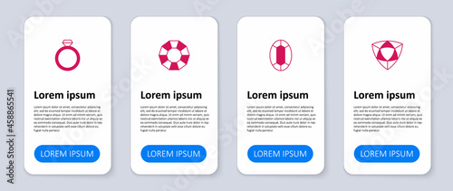 Set Diamond, Gem stone, and engagement ring. Business infographic template. Vector