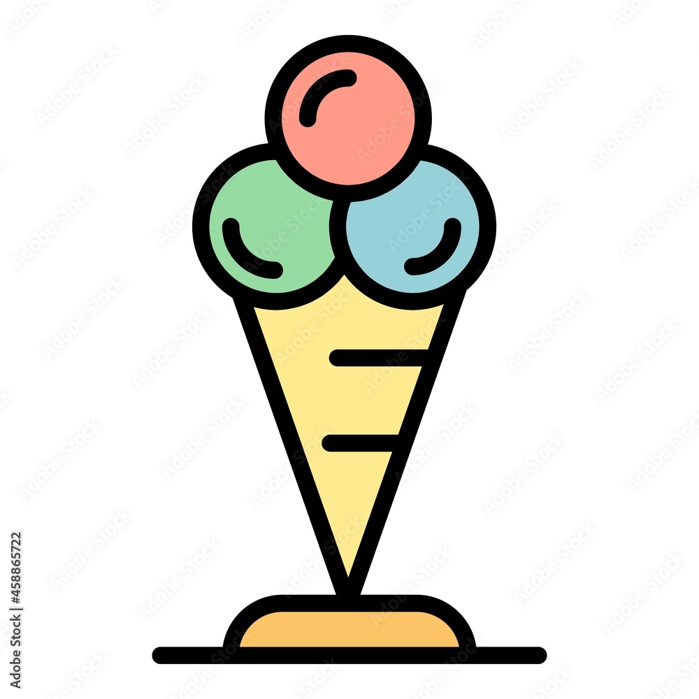Ice cream cone icon. Outline ice cream cone vector icon color flat isolated Ice cream cone icon. Outline ice cream cone vector icon color flat isolated