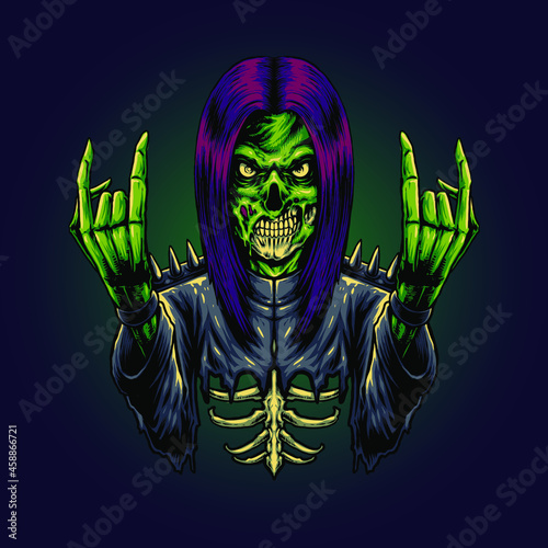 the rocker zombie illustration vector