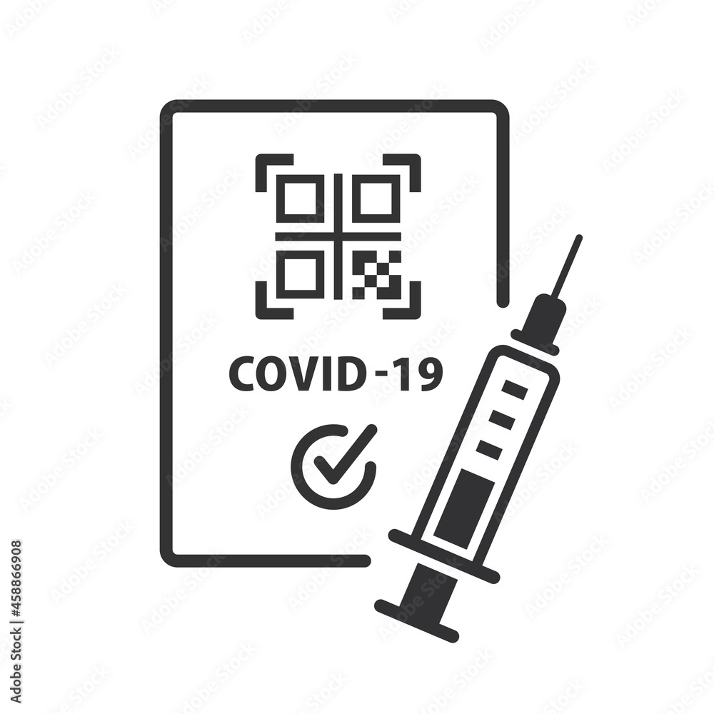Certificate vaccination icon on white background. Vector illustration. Certificate vaccination icon on white background. Vector illustration.