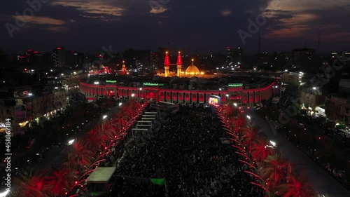 arial view of Imam Hussein Holy Shrine in Karbala iraq photo