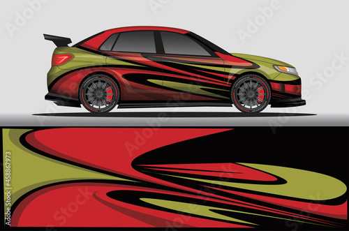 Car livery wrap decal  rally race style vector illustration abstract background