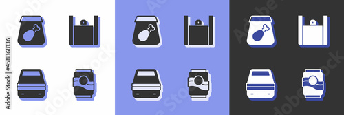 Set Soda can, Online ordering meal, Lunch box and food icon. Vector