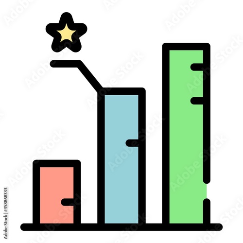 Advertising bar chart icon. Outline advertising bar chart vector icon color flat isolated photo