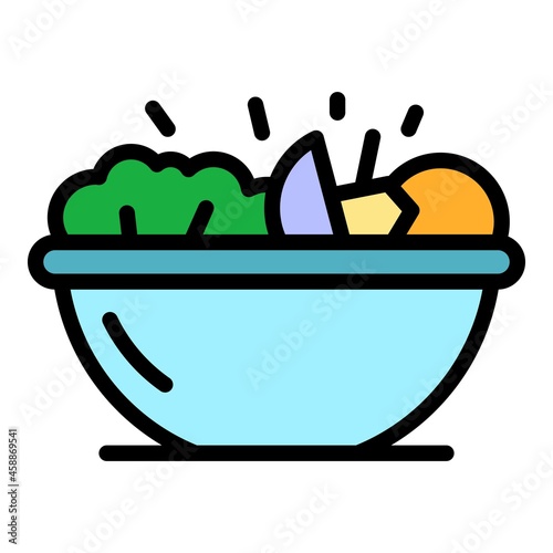 Greek salad icon. Outline greek salad vector icon color flat isolated