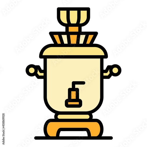 Classic samovar icon. Outline classic samovar vector icon color flat isolated