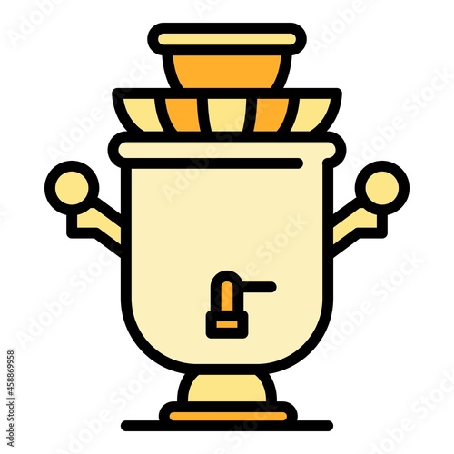 Old samovar icon. Outline old samovar vector icon color flat isolated