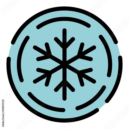 Snowflake in a circle icon. Outline snowflake in a circle vector icon color flat isolated