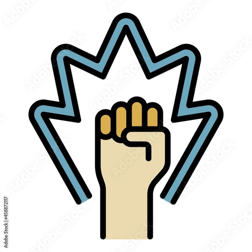 Protest fist up icon. Outline protest fist up vector icon color flat isolated