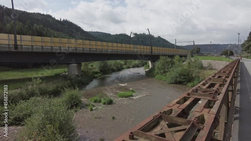 Overlook of a bridge for train usage. photo