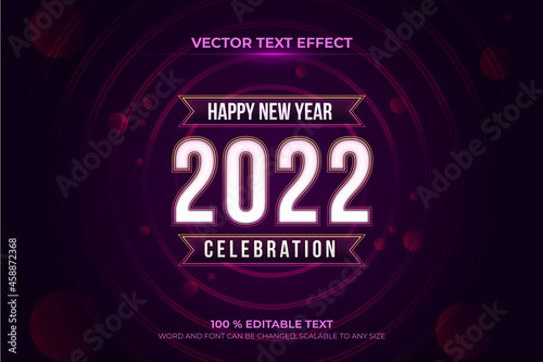 Happy new year 2022 editable text effect with purple backround style