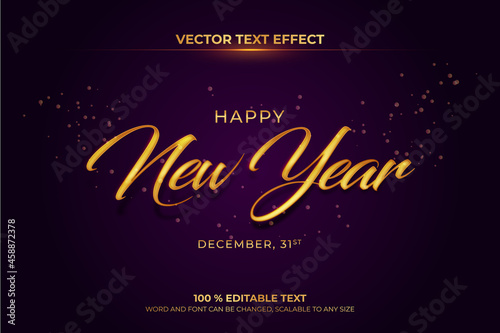 Happy new year editable text effect with purple backround style