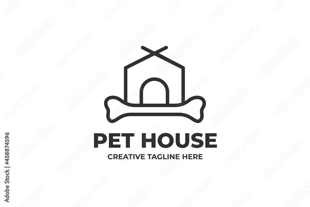 Pet House Dog Puppy Minimalist Logo