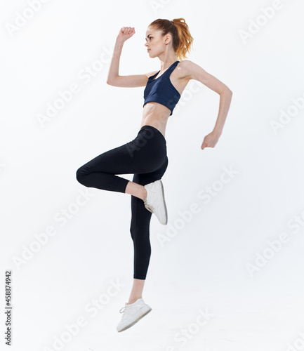sportive woman jumping jogging workout exercise