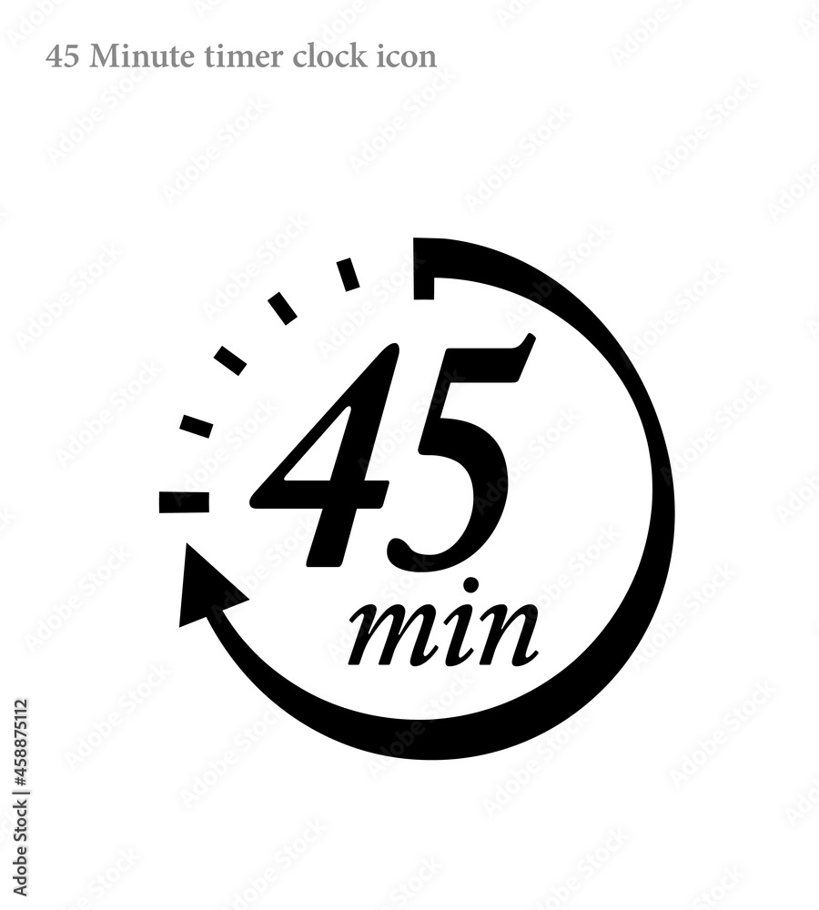 Simple 45 minutes timer clock icon Simple 45 minutes timer clock icon
