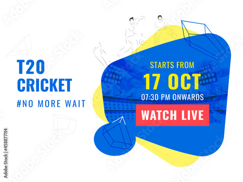 T20 Cricket Watch Live Poster Design For Advertising.