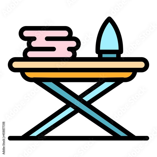 Ironing board icon. Outline ironing board vector icon color flat isolated