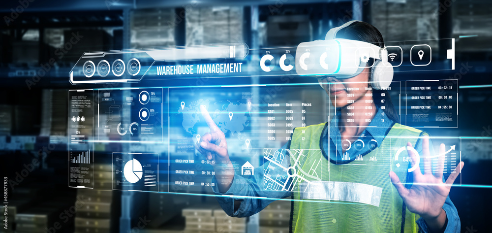 Virtual Reality Smart System Future virtual reality technology for innovative VR warehouse ...