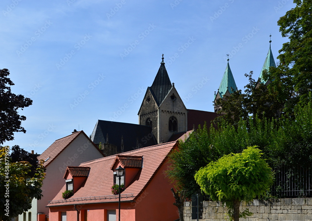 Historische Bauwerke in der Altstadt von Freyburg am Fluss Unstrut, Sachsen - Anhalt