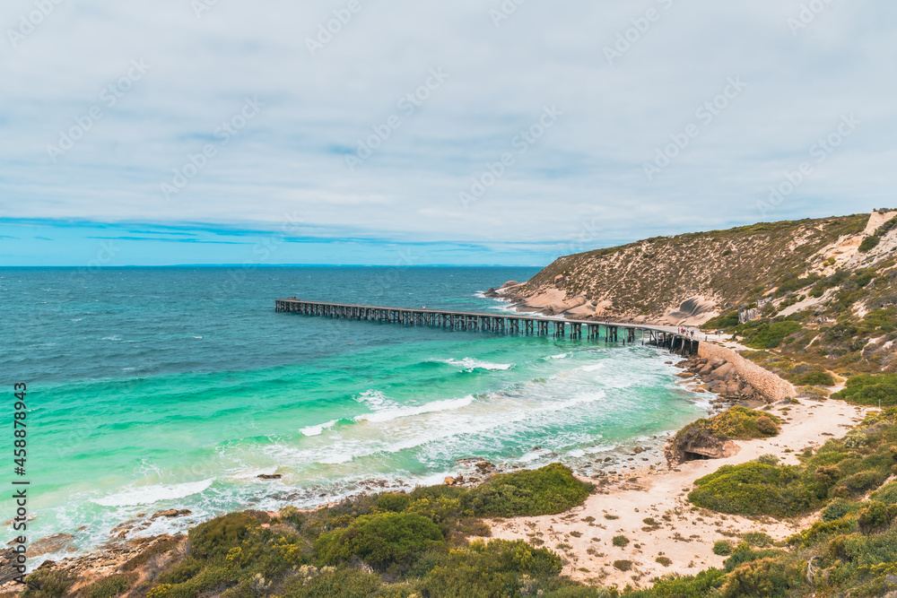 Stenhouse Bay Jetty viewed from the lookout at Inneston Park, Yorke Peninsula, South Australia