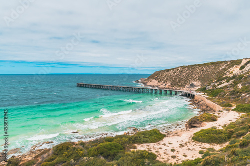 Stenhouse Bay Jetty viewed from the lookout at Inneston Park, Yorke Peninsula, South Australia
