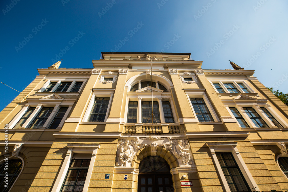 beautiful old buildings in the city of Munich, renovated old buildings, apartments, condominiums