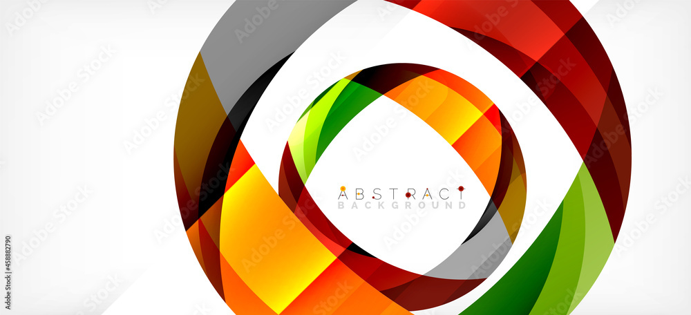 Obraz premium Color circle shapes, minimal geometric background. Trendy dynamic composition. Vector Illustration For Wallpaper, Banner, Background, Landing Page