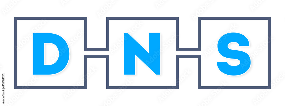 Dns - text written in boxes on white background Dns - text written in boxes on white background