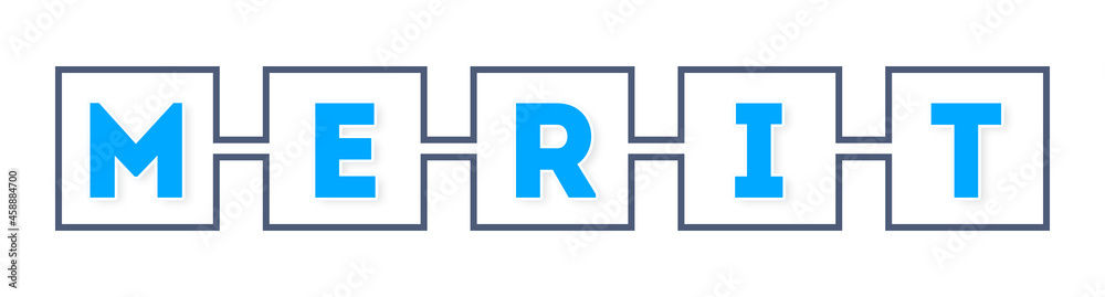 Merit - text written in boxes on white background Merit - text written in boxes on white background
