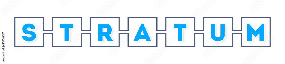 Stratum - text written in boxes on white background Stratum - text written in boxes on white background