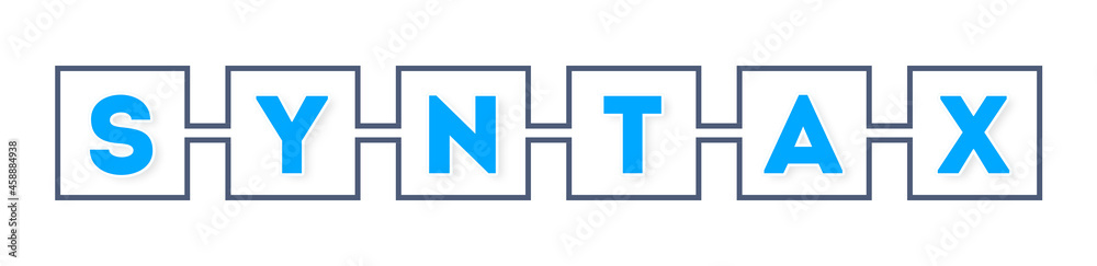 Syntax - text written in boxes on white background
