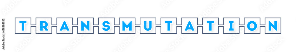 Transmutation - text written in boxes on white background Transmutation - text written in boxes on white background